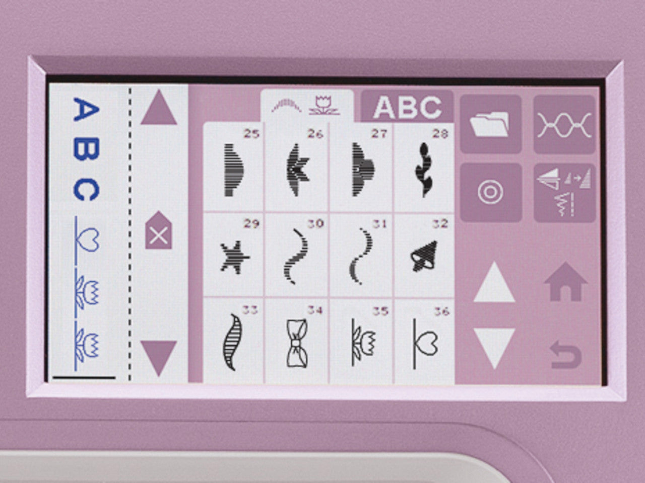 Close up of the touchscreen display panel on the SINGER Quantum Stylist 9985 sewing machine