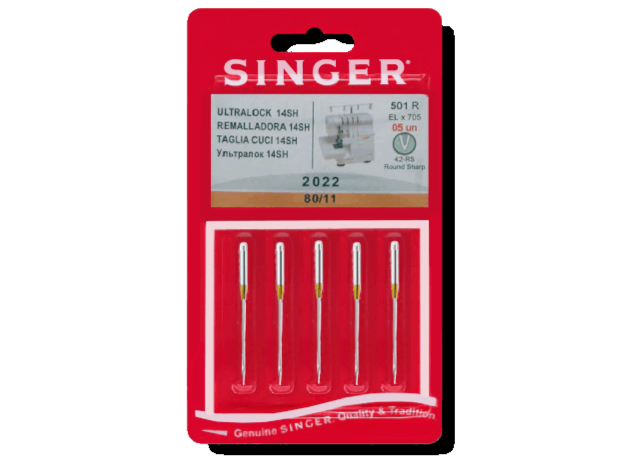 SINGER Overlock Needles used on SINGER Overlock sewing machines Model 14 SH. 502R EL x 705. 2022 80/11.